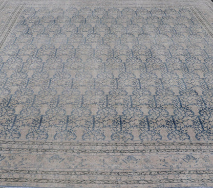 Antique Indian Agra Rug with All - Over Floral Design in Light Blues and Cream. Keivan Woven Arts, rug R20 - 0304, country of origin / type: India / Agra, circa 1900 Measures: 13'4 x 15'11 This large and wide antique Indian Agra was finel... - Keivan Woven ArtsR20 - 0304 - 12837Rug