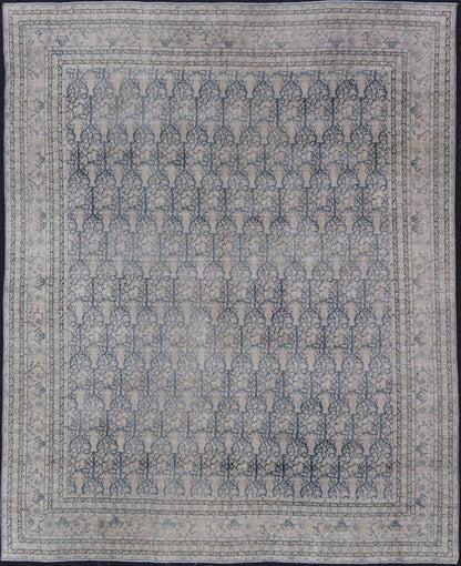 Antique Indian Agra Rug with All - Over Floral Design in Light Blues and Cream. Keivan Woven Arts, rug R20 - 0304, country of origin / type: India / Agra, circa 1900 Measures: 13'4 x 15'11 This large and wide antique Indian Agra was finel... - Keivan Woven ArtsR20 - 0304 - 12837Rug