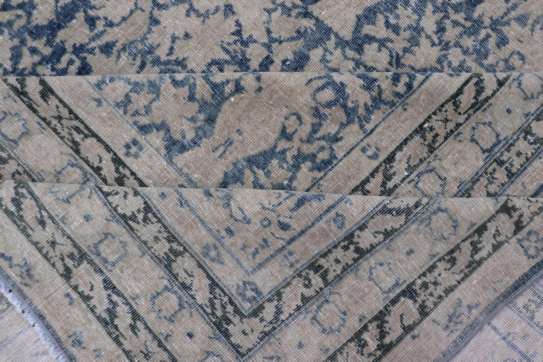 Antique Indian Agra Rug with All - Over Floral Design in Light Blues and Cream. Keivan Woven Arts, rug R20 - 0304, country of origin / type: India / Agra, circa 1900 Measures: 13'4 x 15'11 This large and wide antique Indian Agra was finel... - Keivan Woven ArtsR20 - 0304 - 12837Rug