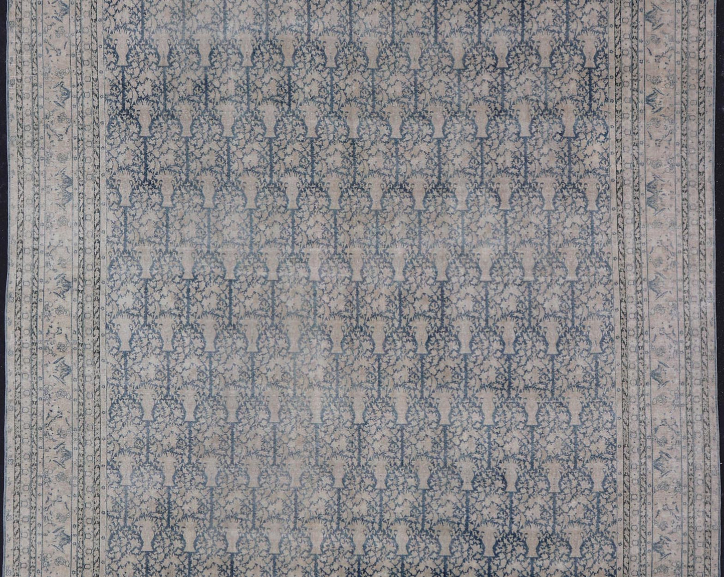 Antique Indian Agra Rug with All - Over Floral Design in Light Blues and Cream. Keivan Woven Arts, rug R20 - 0304, country of origin / type: India / Agra, circa 1900 Measures: 13'4 x 15'11 This large and wide antique Indian Agra was finel... - Keivan Woven ArtsR20 - 0304 - 12837Rug