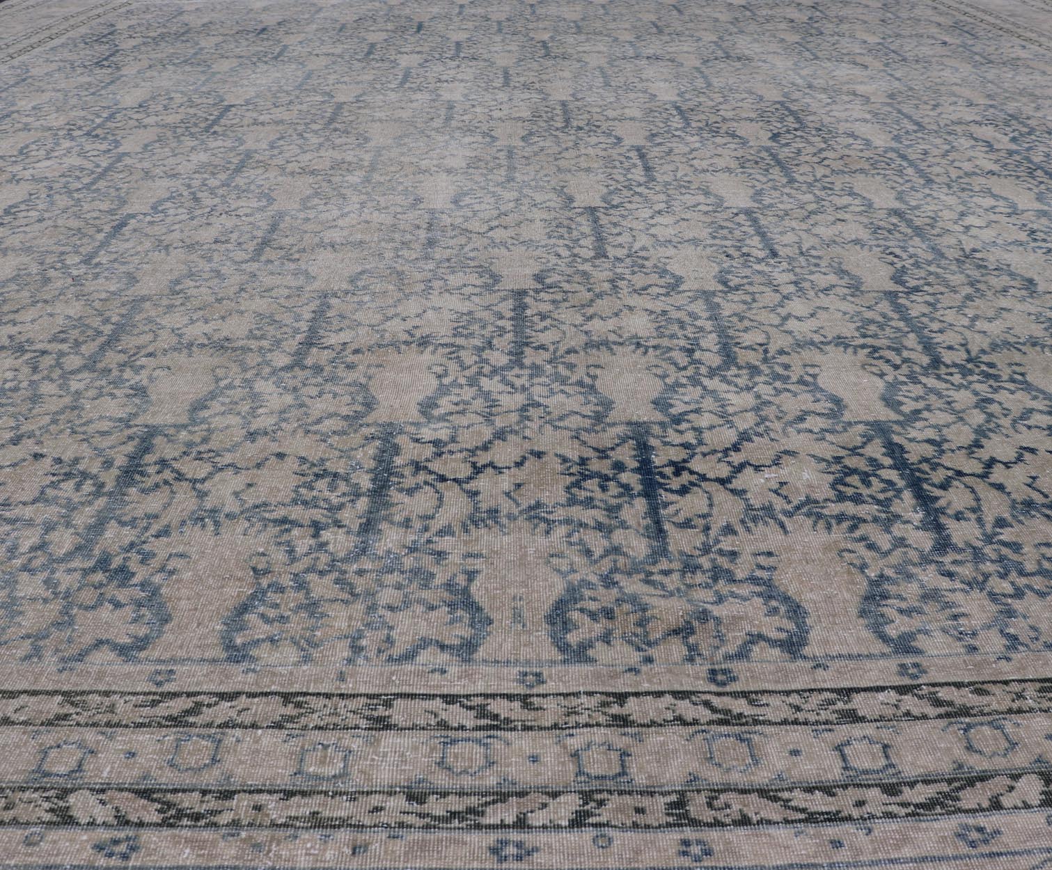 Antique Indian Agra Rug with All - Over Floral Design in Light Blues and Cream. Keivan Woven Arts, rug R20 - 0304, country of origin / type: India / Agra, circa 1900 Measures: 13'4 x 15'11 This large and wide antique Indian Agra was finel... - Keivan Woven ArtsR20 - 0304 - 12837Rug