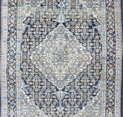 Antique Hamadan Persian Rug with Center Medallion and Floral Design Persian antique carpet with center medallion and flower motifs, rug R20 - 0504, country of origin / type: Iran / Hamadan, circa 1920 This antique Hamadan carpet from 1920s... - Keivan Woven ArtsR20 - 0504 - 12934Rug