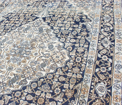 Antique Hamadan Persian Rug with Center Medallion and Floral Design Persian antique carpet with center medallion and flower motifs, rug R20 - 0504, country of origin / type: Iran / Hamadan, circa 1920 This antique Hamadan carpet from 1920s... - Keivan Woven ArtsR20 - 0504 - 12934Rug