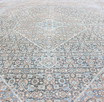 Medium Blue and Gray Background Persian Tabriz Rug with All - Over Herati Design Tan background Persian Tabriz rug with free flowing floral design, rug R20 - 0603, country of origin / type: Iran / Tabriz, circa 1930. This magnificent 20th ce... - Keivan Woven ArtsR20 - 0603 - 12942Rug