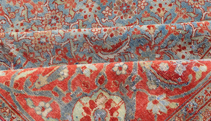 Measures: 11'7 x 13'7 All - Over Large Geometric Antique Persian Tabriz Rug in Blue's and Red's. Keivan Woven Arts / rug R20 - 0606, country of origin / type: Iran / Tabriz, circa 1910. This antique Persian Tabriz carpet (circa early 20th centur... - Keivan Woven ArtsR20 - 0606 - 12954Rug