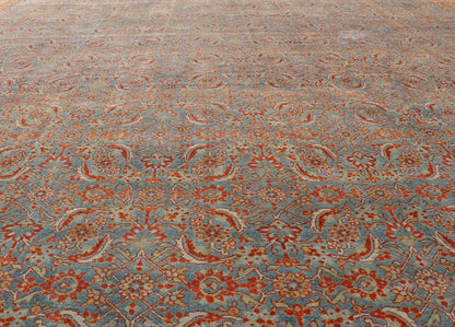 Measures: 11'7 x 13'7 All - Over Large Geometric Antique Persian Tabriz Rug in Blue's and Red's. Keivan Woven Arts / rug R20 - 0606, country of origin / type: Iran / Tabriz, circa 1910. This antique Persian Tabriz carpet (circa early 20th centur... - Keivan Woven ArtsR20 - 0606 - 12954Rug
