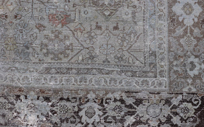 Ivory and Brown Antique Persian Mahal Rug with Floral Medallion Design Cream, brown, and green antique Persian Mahal rug with floral medallion design, rug R20 - 0707, country of origin / type: Iran / Mahal, circa 1920 This antique Persian ... - Keivan Woven ArtsR20 - 0707 - 12982Rug