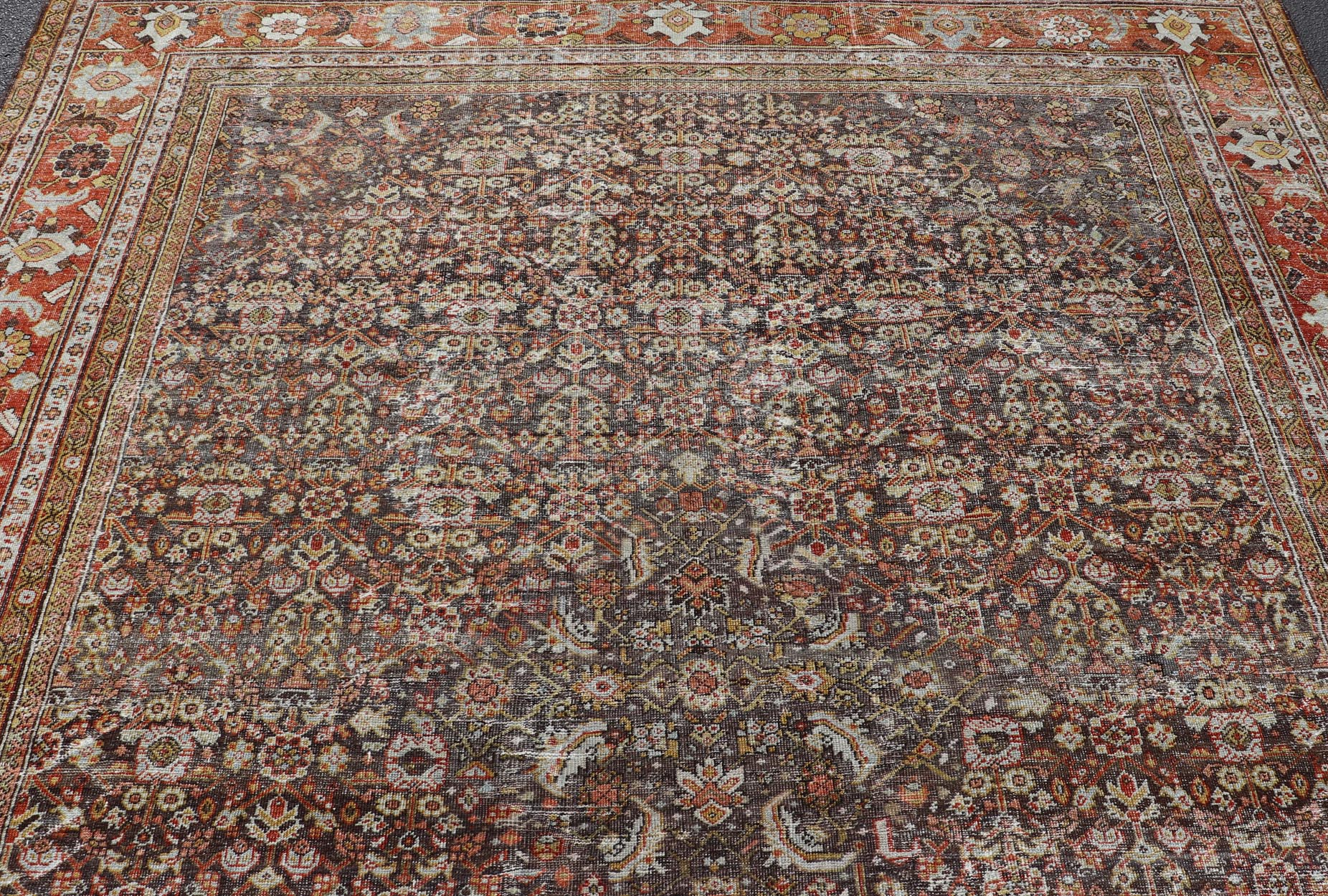Persian Sultanabad Rug with All - Over Design with Medallion With Brown and Red. Keivan Woven Arts / rug R20 - 0710 - 271. Antique Persian Sultanabad origin/Iran Early 20th Century. Measures: 10'8 x 13'6 This antique Sultanabad rug was woven in Persia... - Keivan Woven ArtsR20 - 0710 - 271 - 15481 - 12998Rug