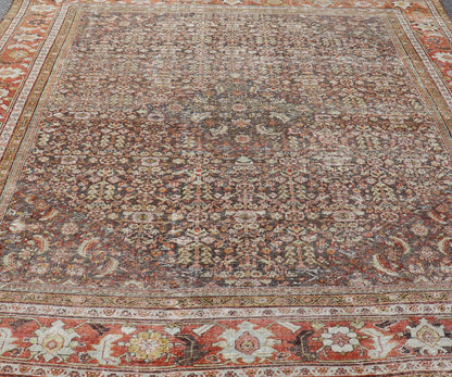 Persian Sultanabad Rug with All - Over Design with Medallion With Brown and Red. Keivan Woven Arts / rug R20 - 0710 - 271. Antique Persian Sultanabad origin/Iran Early 20th Century. Measures: 10'8 x 13'6 This antique Sultanabad rug was woven in Persia... - Keivan Woven ArtsR20 - 0710 - 271 - 15481 - 12998Rug