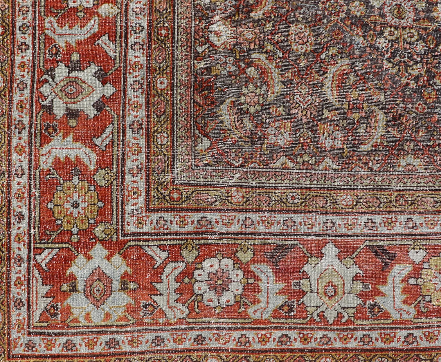 Persian Sultanabad Rug with All - Over Design with Medallion With Brown and Red. Keivan Woven Arts / rug R20 - 0710 - 271. Antique Persian Sultanabad origin/Iran Early 20th Century. Measures: 10'8 x 13'6 This antique Sultanabad rug was woven in Persia... - Keivan Woven ArtsR20 - 0710 - 271 - 15481 - 12998Rug