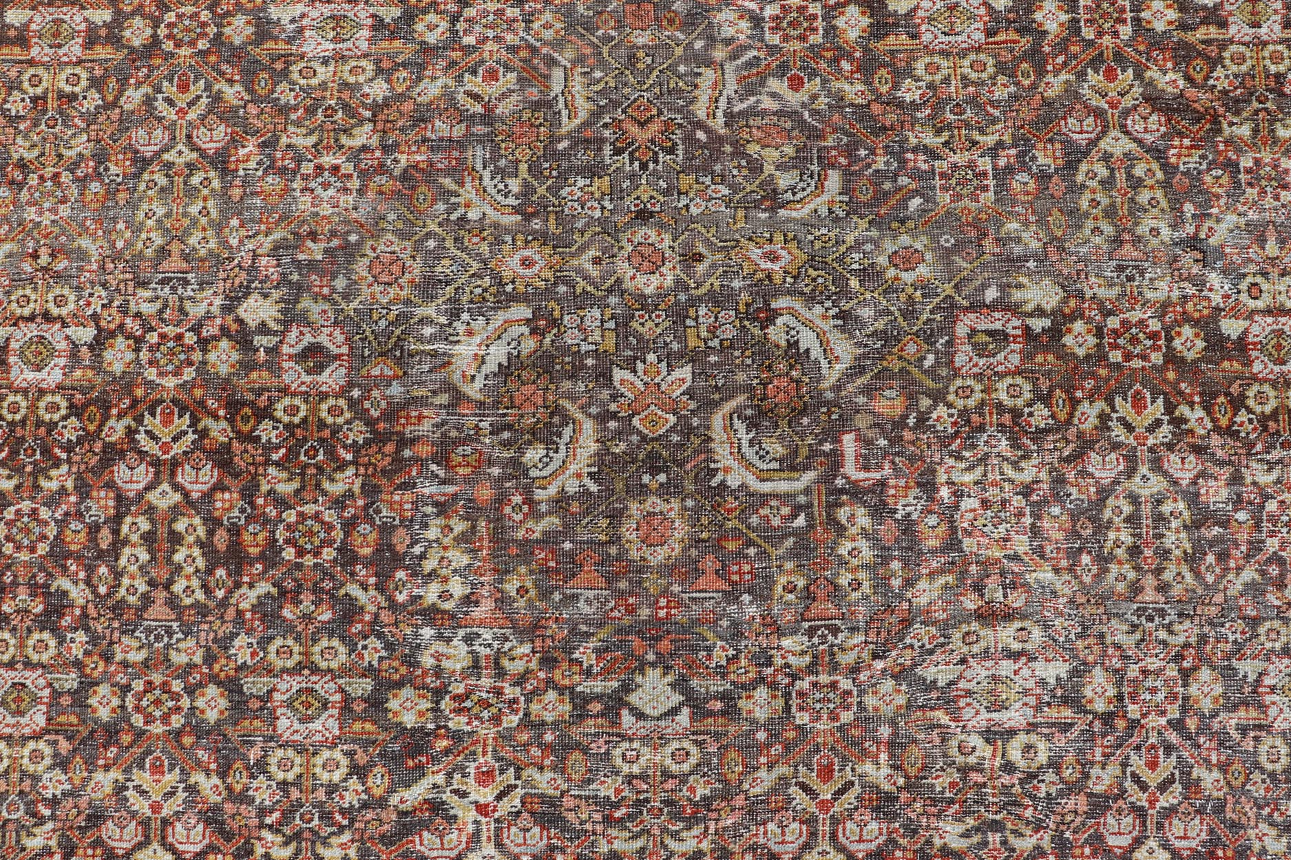 Persian Sultanabad Rug with All - Over Design with Medallion With Brown and Red. Keivan Woven Arts / rug R20 - 0710 - 271. Antique Persian Sultanabad origin/Iran Early 20th Century. Measures: 10'8 x 13'6 This antique Sultanabad rug was woven in Persia... - Keivan Woven ArtsR20 - 0710 - 271 - 15481 - 12998Rug