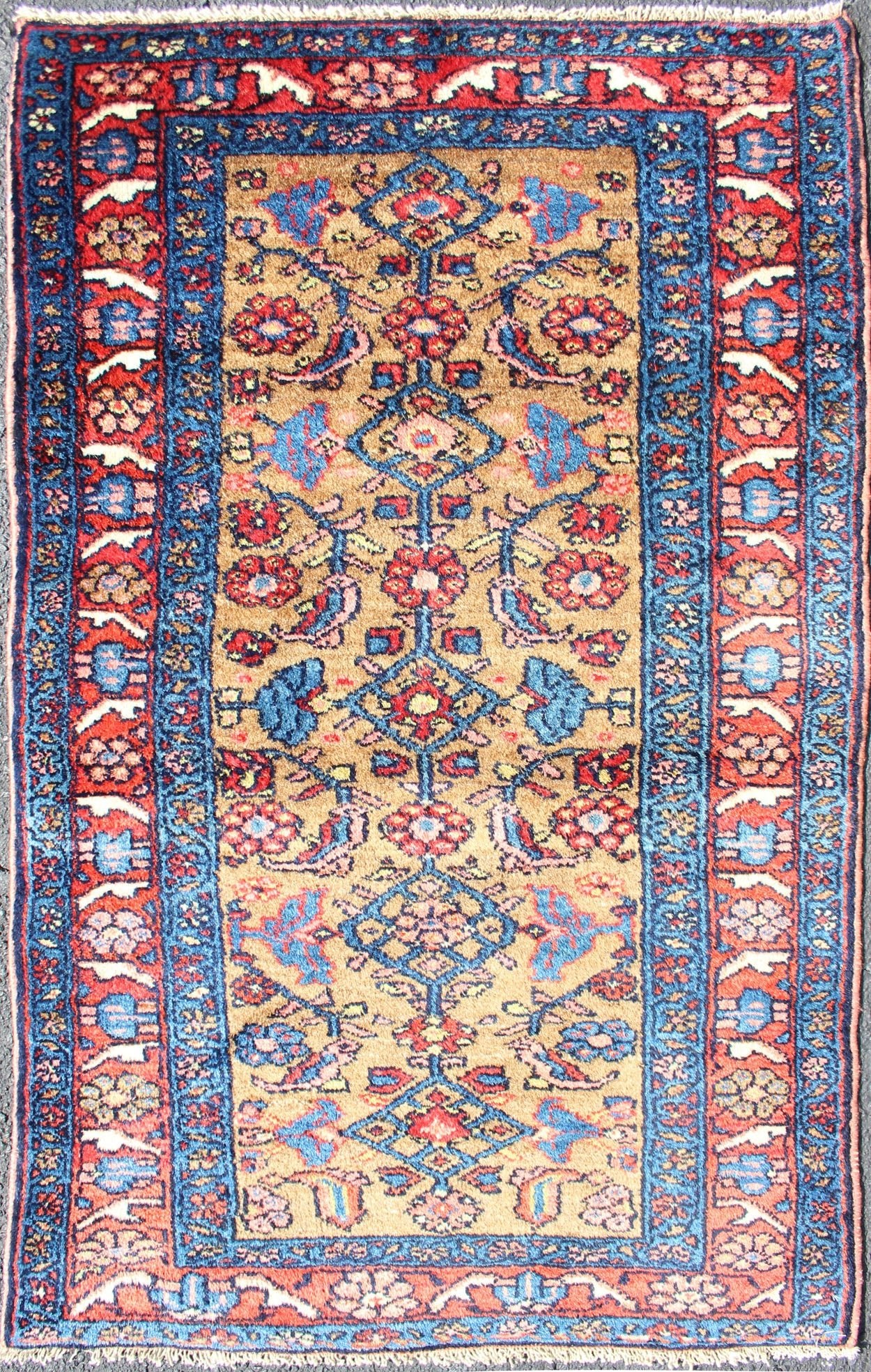 Antique Persian Hamadan Rug with Colorful Geometric All - Over Design in Yellow. Antique Persian Hamadan rug in rich color tones and all over Herati geometric design, rug R20 - 0717 - 259 , country of origin / type: Iran / Hamadan, circa 1920. ... - Keivan Woven ArtsR20 - 0717 - 259 - 13022Rug