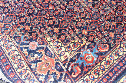 Fine Antique Persian Senneh Rug with Herati Geometric Design in Blue Background. Finely Woven Antique Persian Senneh Rug with Herati Design in Blue Background, Keivan Woven Arts / rug R20 - 0719 - 155, country of origin / type: Iran / Senneh , circa 1910. ... - Keivan Woven ArtsR20 - 0719 - 155 - 13030