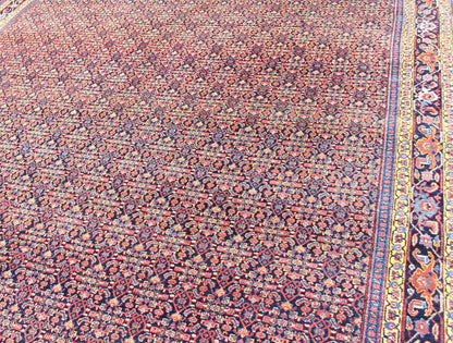 Fine Antique Persian Senneh Rug with Herati Geometric Design in Blue Background. Finely Woven Antique Persian Senneh Rug with Herati Design in Blue Background, Keivan Woven Arts / rug R20 - 0719 - 155, country of origin / type: Iran / Senneh , circa 1910. ... - Keivan Woven ArtsR20 - 0719 - 155 - 13030