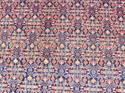 Fine Antique Persian Senneh Rug with Herati Geometric Design in Blue Background. Finely Woven Antique Persian Senneh Rug with Herati Design in Blue Background, Keivan Woven Arts / rug R20 - 0719 - 155, country of origin / type: Iran / Senneh , circa 1910. ... - Keivan Woven ArtsR20 - 0719 - 155 - 13030