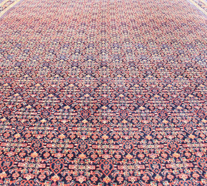 Fine Antique Persian Senneh Rug with Herati Geometric Design in Blue Background. Finely Woven Antique Persian Senneh Rug with Herati Design in Blue Background, Keivan Woven Arts / rug R20 - 0719 - 155, country of origin / type: Iran / Senneh , circa 1910. ... - Keivan Woven ArtsR20 - 0719 - 155 - 13030