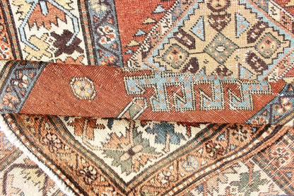 Antique Persian Searpi Runner with Geometric Medallions in Orange, Blue, Ivory Sub - Geometric Medallion design Persian serapi antique runner inivory, blue and orange , rug R20 - 0724, country of origin / type: Iran / serapi, circa 1920 This... - Keivan Woven ArtsR20 - 0724 - 13066Rug