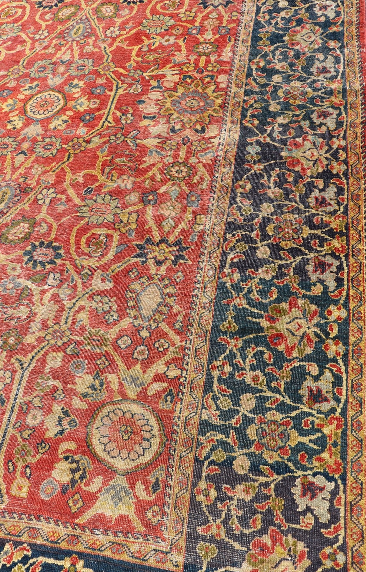 Antique Persian, 19th Century Sultanabad Rug in Rust, Blue, Gold, Yellow & Green Charming Colorful antique Persian Sultanabad rug in Rust, Blue, Gold, Yellow & Green Keivan Woven Arts/ Rug/ R20 - 0806 Measures: 8'1 x 13' Across the... - Keivan Woven ArtsR20 - 0806 - 13206