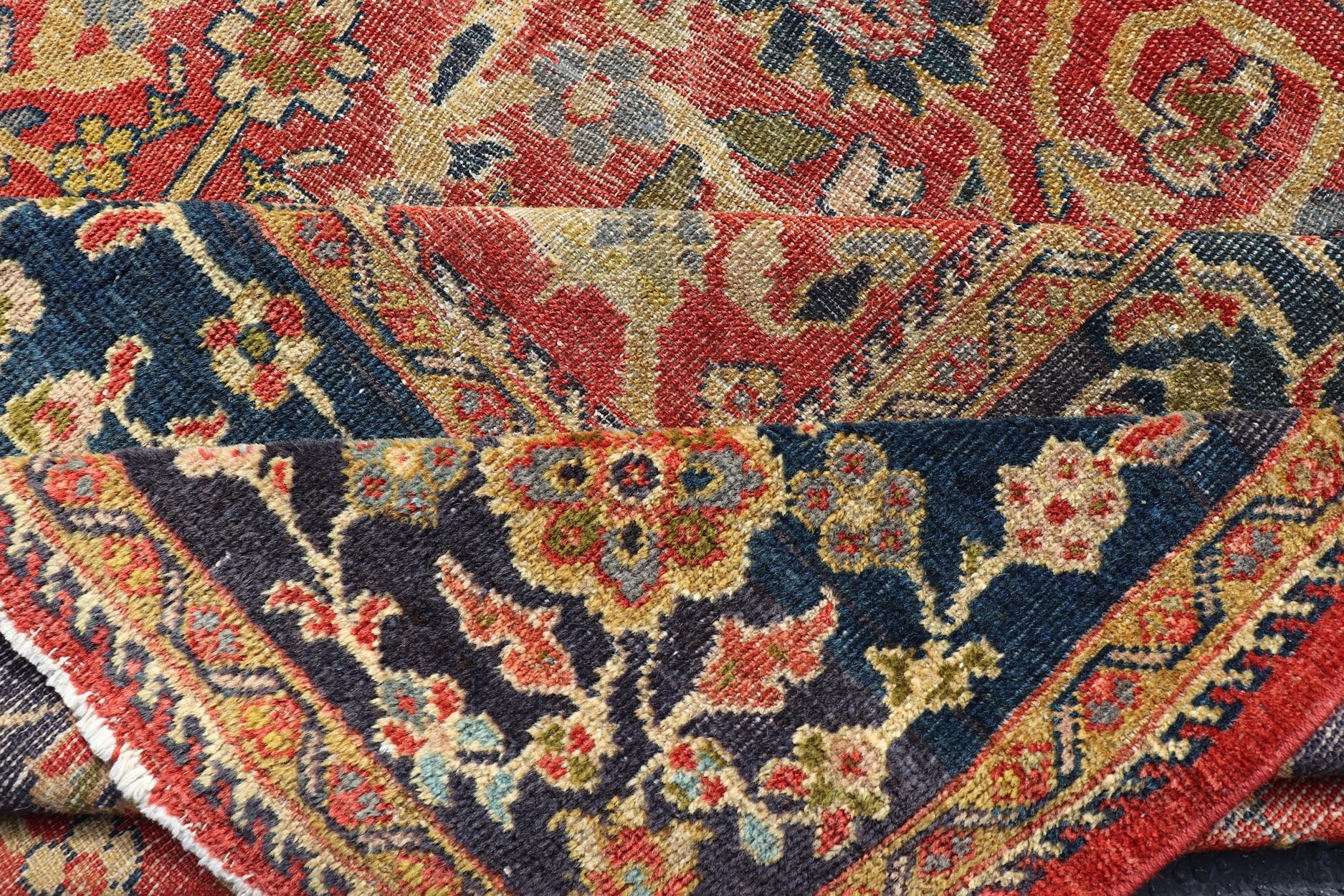 Antique Persian, 19th Century Sultanabad Rug in Rust, Blue, Gold, Yellow & Green Charming Colorful antique Persian Sultanabad rug in Rust, Blue, Gold, Yellow & Green Keivan Woven Arts/ Rug/ R20 - 0806 Measures: 8'1 x 13' Across the... - Keivan Woven ArtsR20 - 0806 - 13206