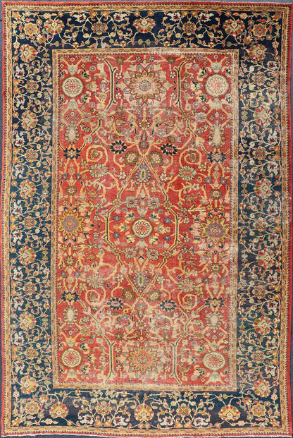 Antique Persian, 19th Century Sultanabad Rug in Rust, Blue, Gold, Yellow & Green Charming Colorful antique Persian Sultanabad rug in Rust, Blue, Gold, Yellow & Green Keivan Woven Arts/ Rug/ R20 - 0806 Measures: 8'1 x 13' Across the... - Keivan Woven ArtsR20 - 0806 - 13206