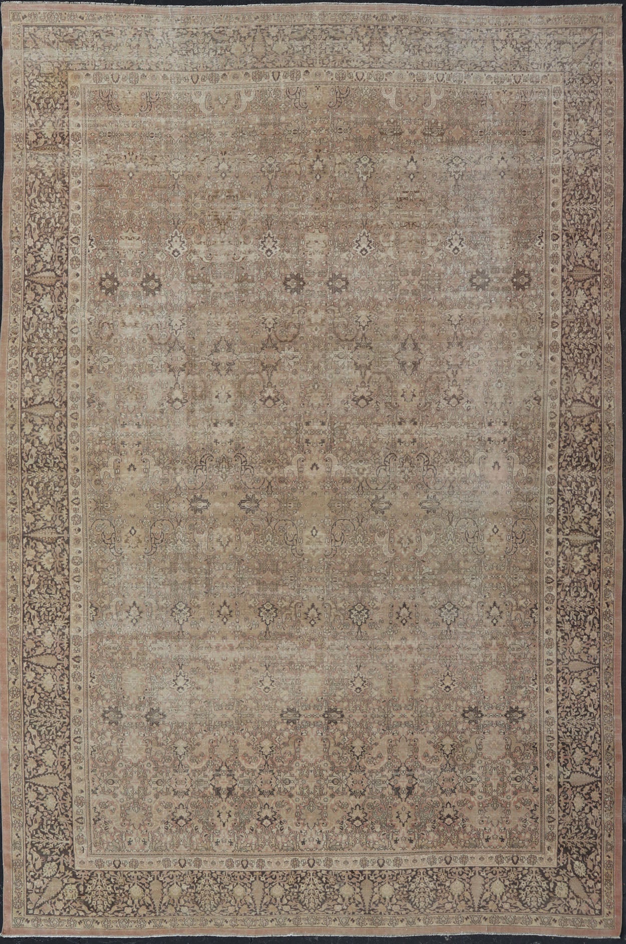 Large Antique Turkish Sivas Rug with Floral Design in Earthy Neutral Tones. Country of Origin: Turkey; Type: Sivas; Design: Floral, All - Over, Floral Trellis; Keivan Woven Arts: rug /R20 - 0807. Measures: 11'6 x 17'2 In this early 20th ce... - Keivan Woven ArtsR20 - 0807 - 13212Rug