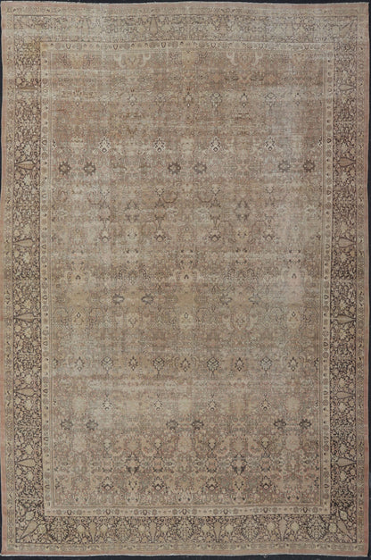 Large Antique Turkish Sivas Rug with Floral Design in Earthy Neutral Tones. Country of Origin: Turkey; Type: Sivas; Design: Floral, All - Over, Floral Trellis; Keivan Woven Arts: rug /R20 - 0807. Measures: 11'6 x 17'2 In this early 20th ce... - Keivan Woven ArtsR20 - 0807 - 13212Rug