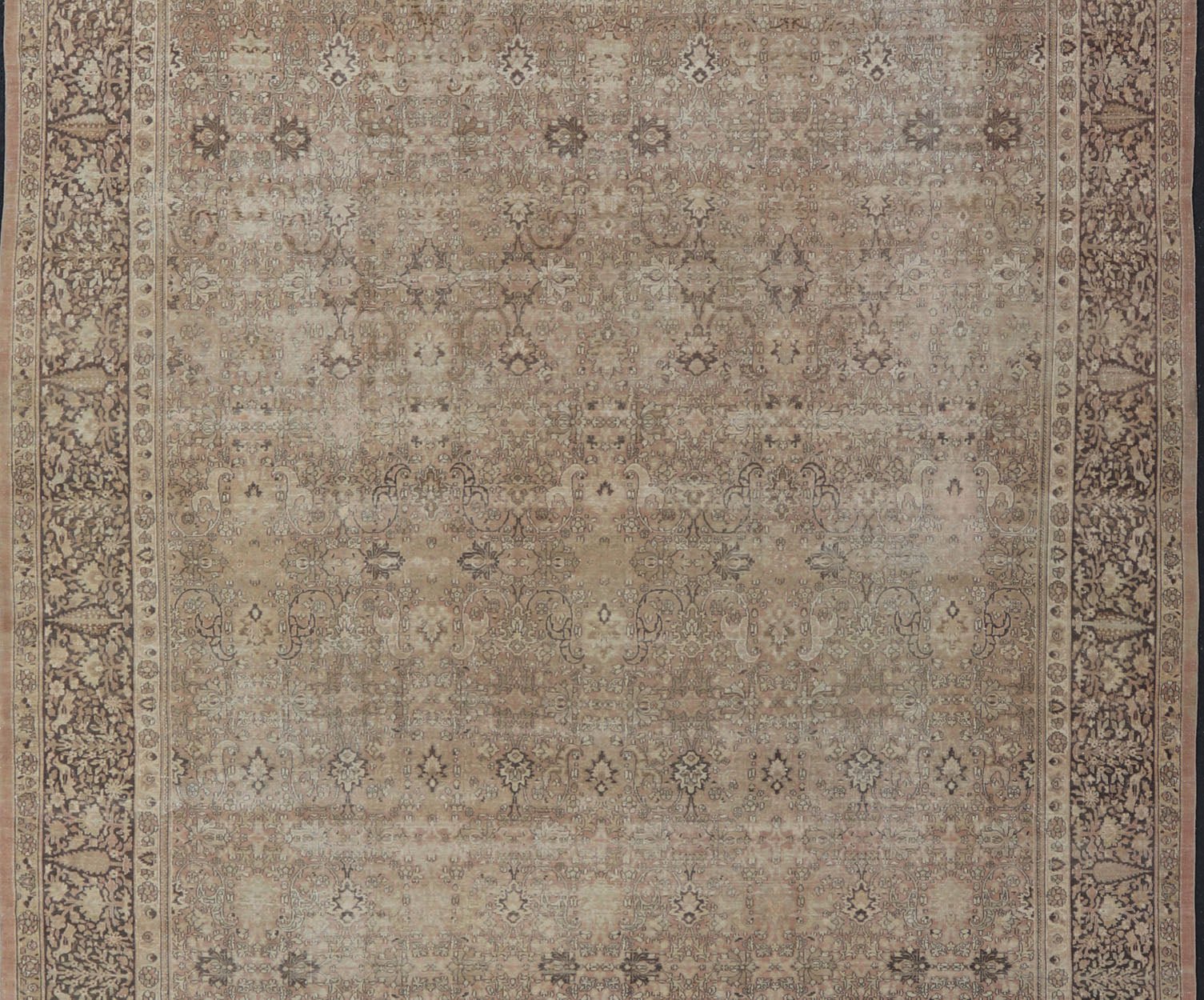 Large Antique Turkish Sivas Rug with Floral Design in Earthy Neutral Tones. Country of Origin: Turkey; Type: Sivas; Design: Floral, All - Over, Floral Trellis; Keivan Woven Arts: rug /R20 - 0807. Measures: 11'6 x 17'2 In this early 20th ce... - Keivan Woven ArtsR20 - 0807 - 13212Rug