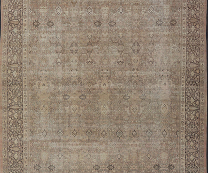 Large Antique Turkish Sivas Rug with Floral Design in Earthy Neutral Tones. Country of Origin: Turkey; Type: Sivas; Design: Floral, All - Over, Floral Trellis; Keivan Woven Arts: rug /R20 - 0807. Measures: 11'6 x 17'2 In this early 20th ce... - Keivan Woven ArtsR20 - 0807 - 13212Rug