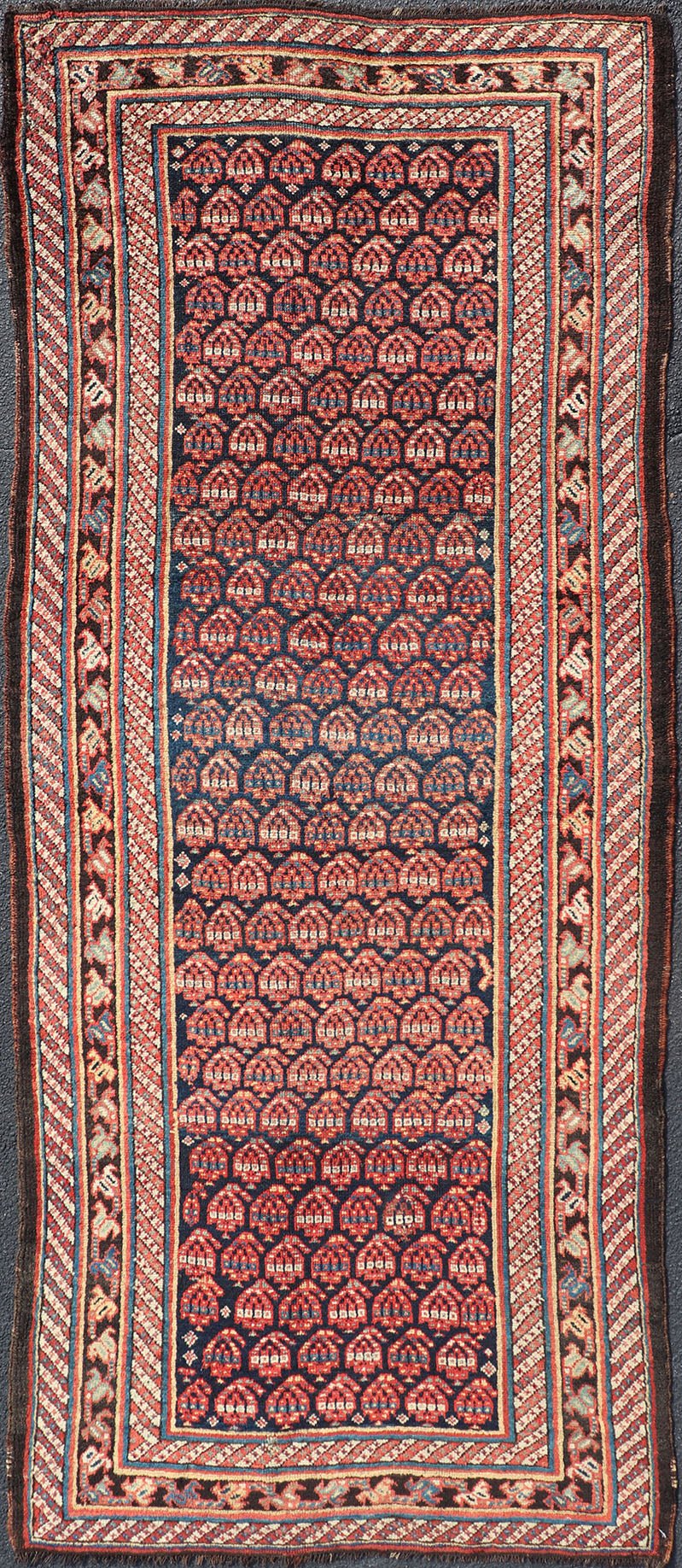 Antique Persian Kurdish Gallery Rug with All - Over Sub - Geometric Design Antique Kurdish Gallery Rug, Keivan Woven Arts / rug R20 - 0810, country of origin / type: Persian / Kurdish, circa Early - 20th Century. Measures: 4'2 x 10'2. - Keivan Woven ArtsR20 - 0810 - 13186