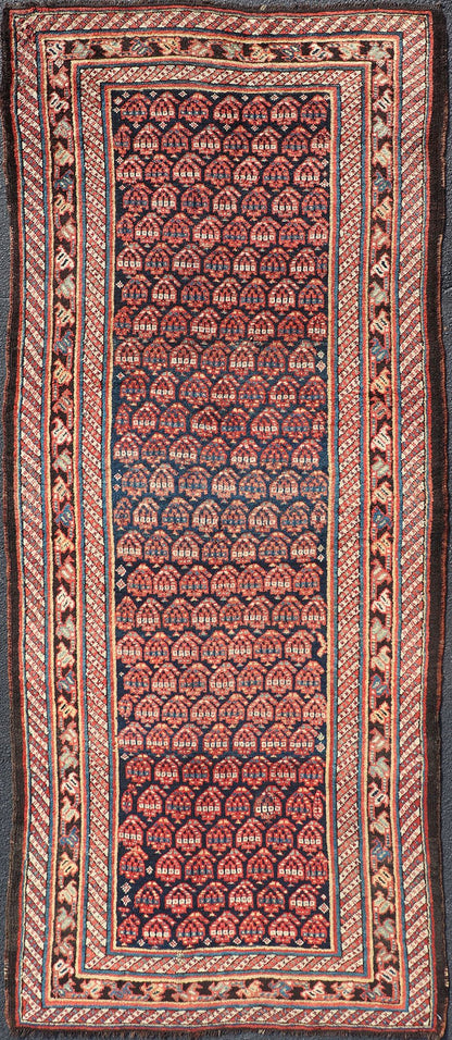 Antique Persian Kurdish Gallery Rug with All - Over Sub - Geometric Design Antique Kurdish Gallery Rug, Keivan Woven Arts / rug R20 - 0810, country of origin / type: Persian / Kurdish, circa Early - 20th Century. Measures: 4'2 x 10'2. - Keivan Woven ArtsR20 - 0810 - 13186
