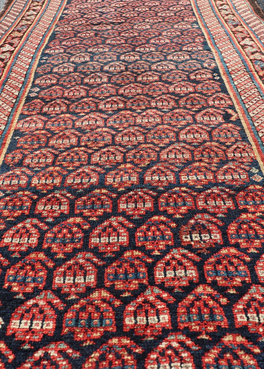 Antique Persian Kurdish Gallery Rug with All - Over Sub - Geometric Design Antique Kurdish Gallery Rug, Keivan Woven Arts / rug R20 - 0810, country of origin / type: Persian / Kurdish, circa Early - 20th Century. Measures: 4'2 x 10'2. - Keivan Woven ArtsR20 - 0810 - 13186