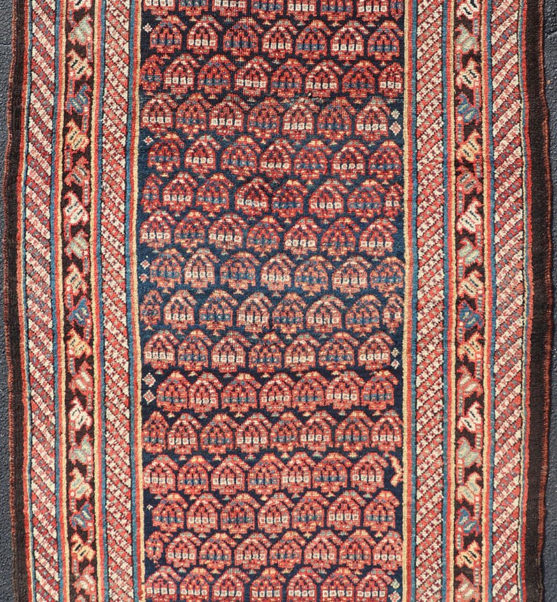Antique Persian Kurdish Gallery Rug with All - Over Sub - Geometric Design Antique Kurdish Gallery Rug, Keivan Woven Arts / rug R20 - 0810, country of origin / type: Persian / Kurdish, circa Early - 20th Century. Measures: 4'2 x 10'2. - Keivan Woven ArtsR20 - 0810 - 13186