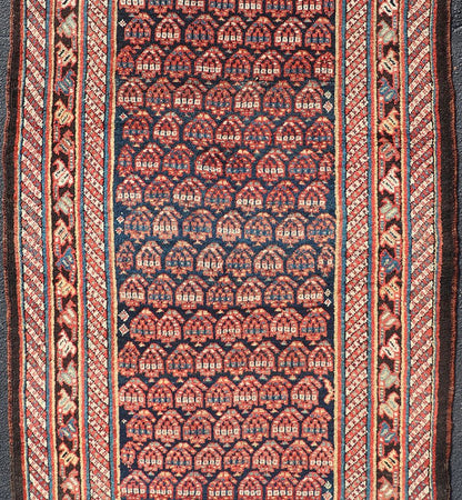Antique Persian Kurdish Gallery Rug with All - Over Sub - Geometric Design Antique Kurdish Gallery Rug, Keivan Woven Arts / rug R20 - 0810, country of origin / type: Persian / Kurdish, circa Early - 20th Century. Measures: 4'2 x 10'2. - Keivan Woven ArtsR20 - 0810 - 13186