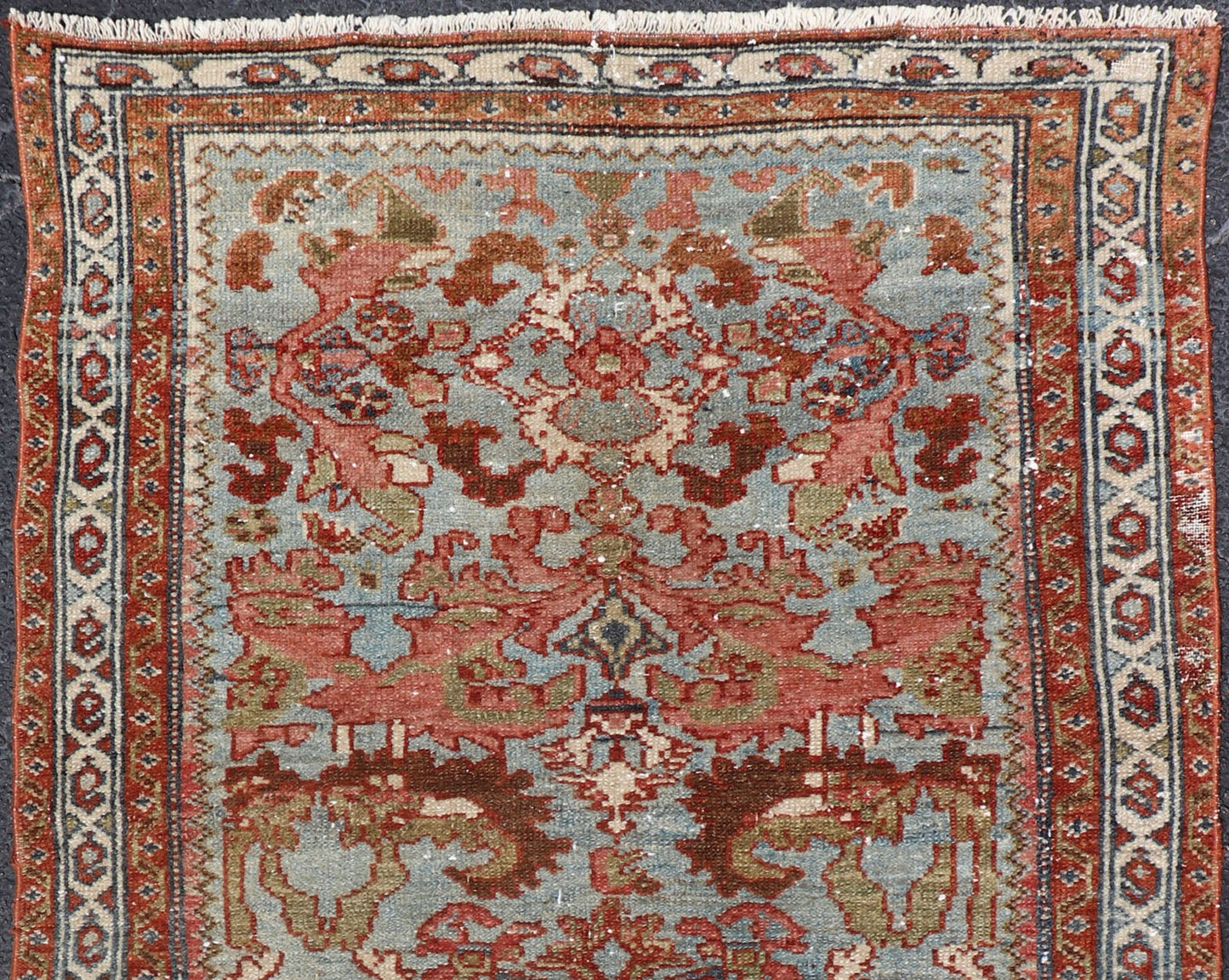 Antique Persian Malayer Rug with a Blue Field and Stylized Floral Design. Antique Persian Malayer rug with blue field and stylized floral design, rug/R20 - 0814, country of origin / type: Iran / Malayer, circa 1920. This antique Persian Malaye... - Keivan Woven ArtsR20 - 0814 - 13200Rug