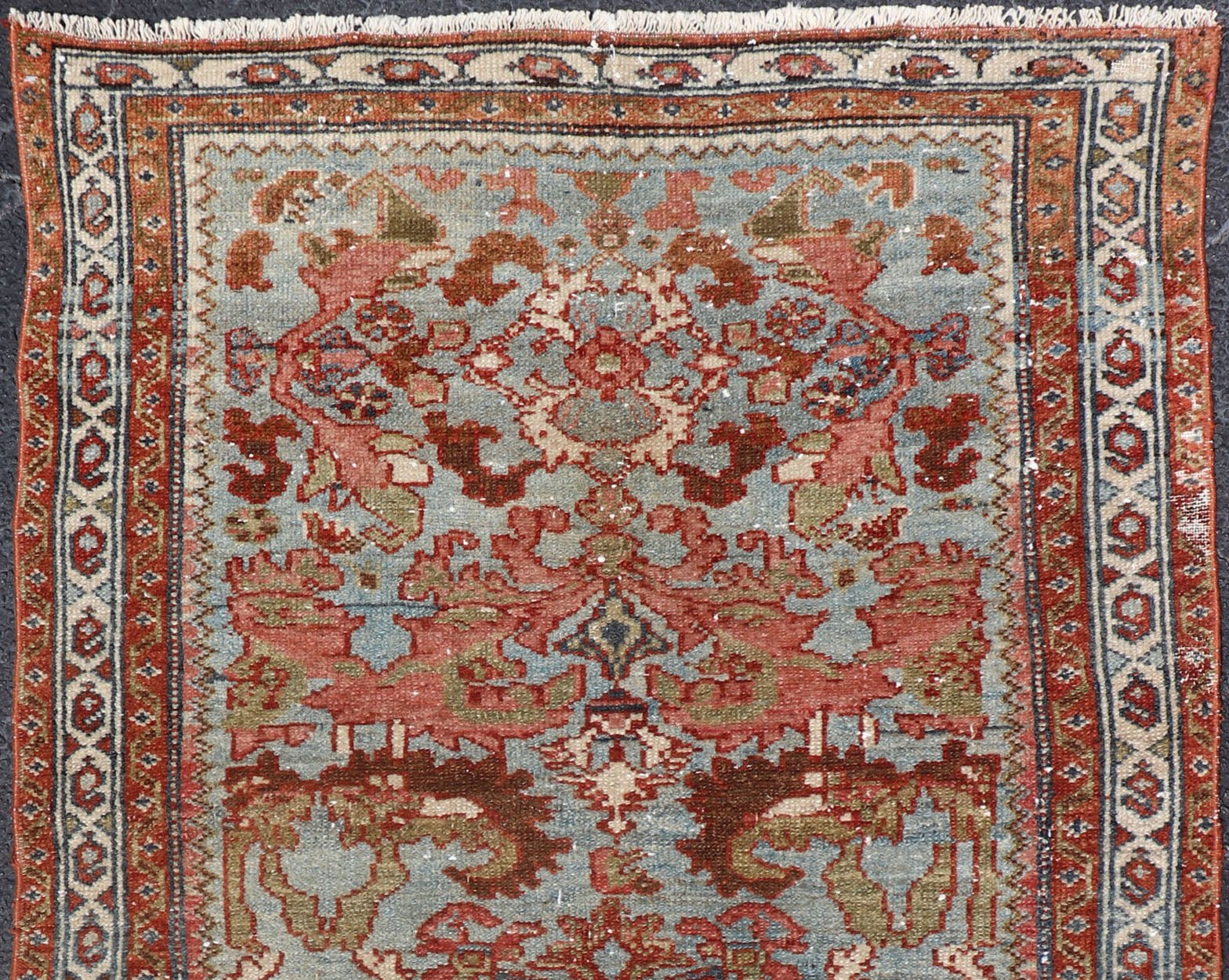 Antique Persian Malayer Rug with a Blue Field and Stylized Floral Design. Antique Persian Malayer rug with blue field and stylized floral design, rug/R20 - 0814, country of origin / type: Iran / Malayer, circa 1920. This antique Persian Malaye... - Keivan Woven ArtsR20 - 0814 - 13200Rug