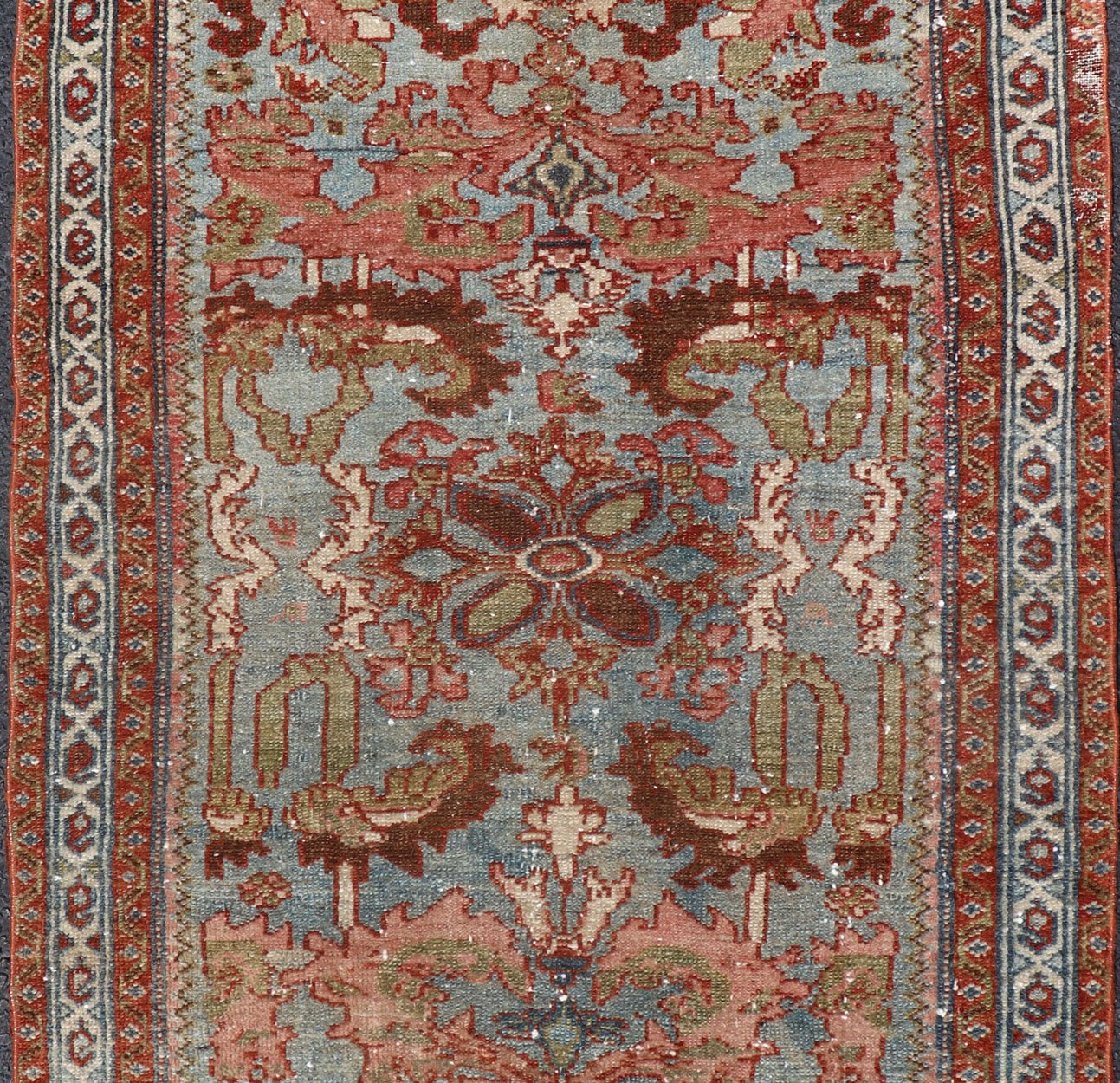 Antique Persian Malayer Rug with a Blue Field and Stylized Floral Design. Antique Persian Malayer rug with blue field and stylized floral design, rug/R20 - 0814, country of origin / type: Iran / Malayer, circa 1920. This antique Persian Malaye... - Keivan Woven ArtsR20 - 0814 - 13200Rug