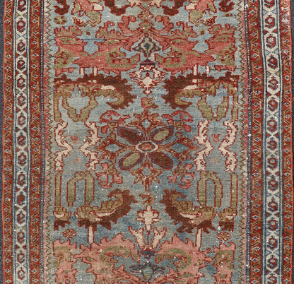 Antique Persian Malayer Rug with a Blue Field and Stylized Floral Design. Antique Persian Malayer rug with blue field and stylized floral design, rug/R20 - 0814, country of origin / type: Iran / Malayer, circa 1920. This antique Persian Malaye... - Keivan Woven ArtsR20 - 0814 - 13200Rug