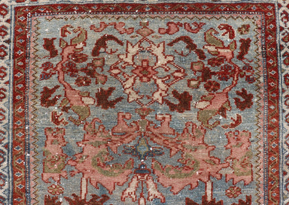 Antique Persian Malayer Rug with a Blue Field and Stylized Floral Design. Antique Persian Malayer rug with blue field and stylized floral design, rug/R20 - 0814, country of origin / type: Iran / Malayer, circa 1920. This antique Persian Malaye... - Keivan Woven ArtsR20 - 0814 - 13200Rug