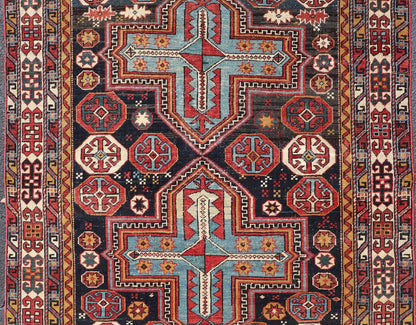 Sqaure Antique Colorful Kuba Caucasian Rug with Cross Medallions. Keivan Woven Arts. rug R20 - 0818, country of origin / type: Caucuses / Kuba, circa late - 19th Century. Measures: 3'11 x 4'8 This wonderfully colored Kuba rug from the southern Caucas... - Keivan Woven ArtsR20 - 0818 - 13258Rug