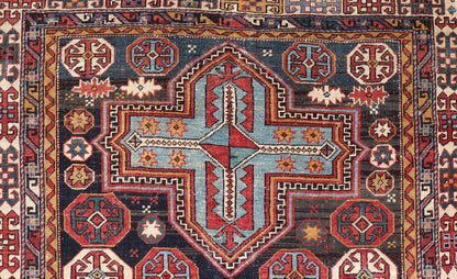 Sqaure Antique Colorful Kuba Caucasian Rug with Cross Medallions. Keivan Woven Arts. rug R20 - 0818, country of origin / type: Caucuses / Kuba, circa late - 19th Century. Measures: 3'11 x 4'8 This wonderfully colored Kuba rug from the southern Caucas... - Keivan Woven ArtsR20 - 0818 - 13258Rug
