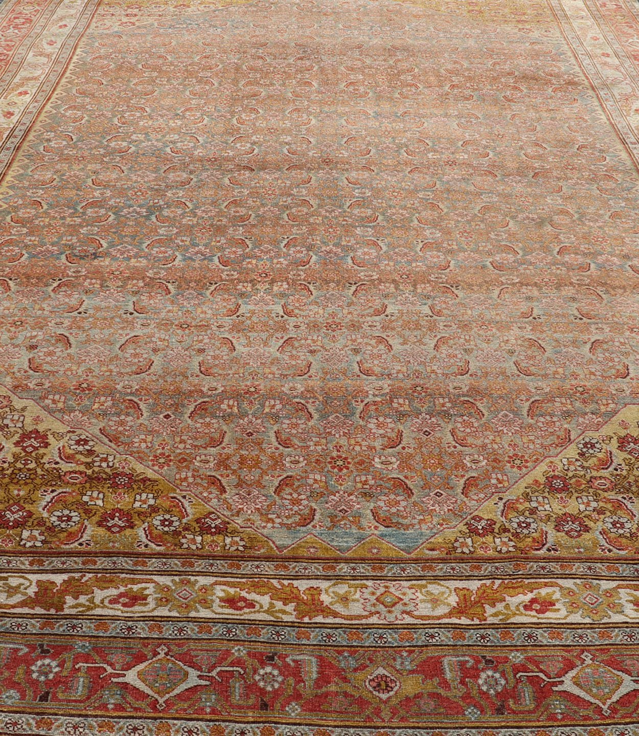 Antique Persian Bidjar Rug with Blossoming Floral Design in Light Blue and Red Ornate flower design Bidjar antique Persian rug in a variety of colors. Keivan Woven Arts / rug R20 - 0820, country of origin / type: Iran / Bidjar, circa 1910 ... - Keivan Woven ArtsR20 - 0820 - 178411 - 13662Rug