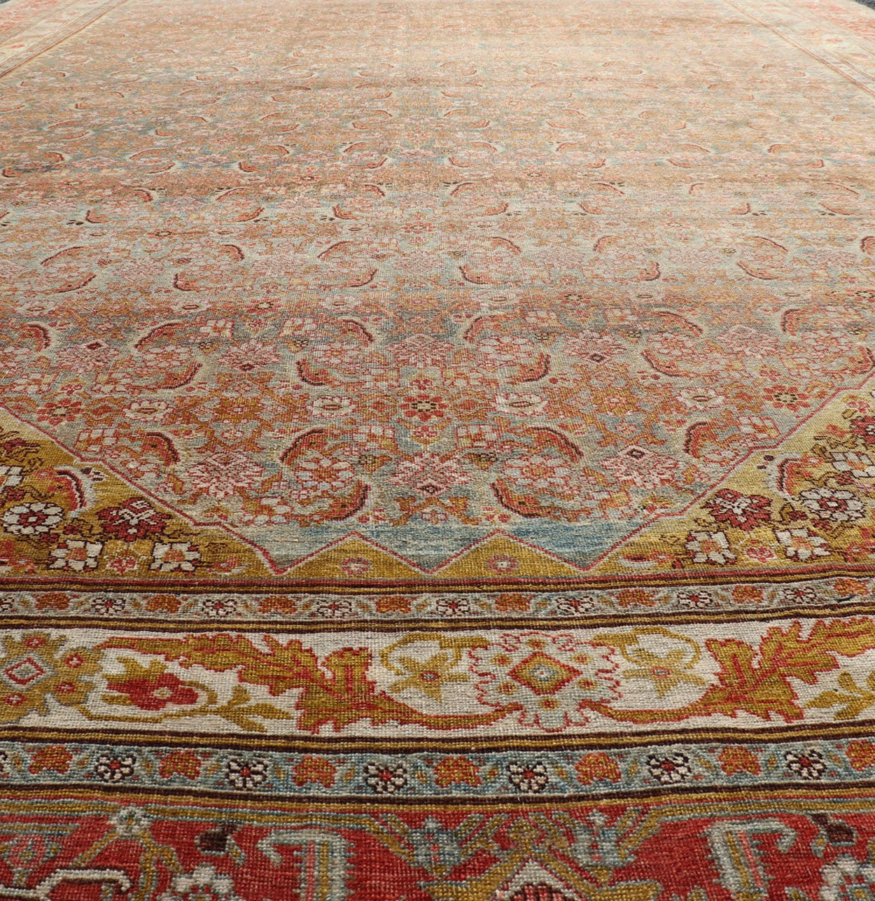 Antique Persian Bidjar Rug with Blossoming Floral Design in Light Blue and Red Ornate flower design Bidjar antique Persian rug in a variety of colors. Keivan Woven Arts / rug R20 - 0820, country of origin / type: Iran / Bidjar, circa 1910 ... - Keivan Woven ArtsR20 - 0820 - 178411 - 13662Rug