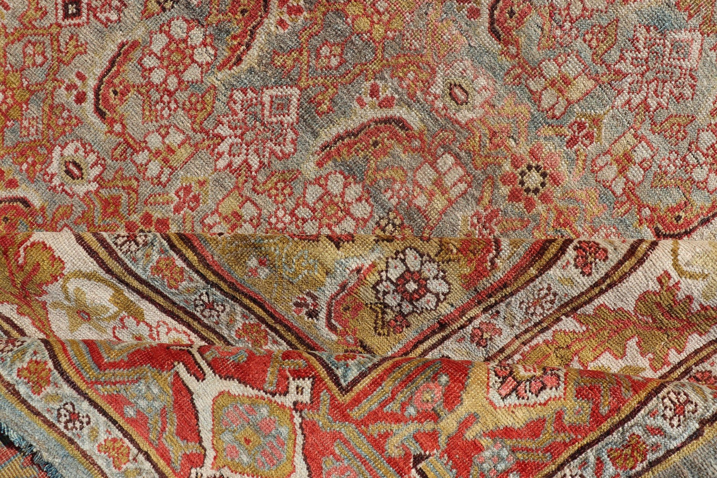 Antique Persian Bidjar Rug with Blossoming Floral Design in Light Blue and Red Ornate flower design Bidjar antique Persian rug in a variety of colors. Keivan Woven Arts / rug R20 - 0820, country of origin / type: Iran / Bidjar, circa 1910 ... - Keivan Woven ArtsR20 - 0820 - 178411 - 13662Rug