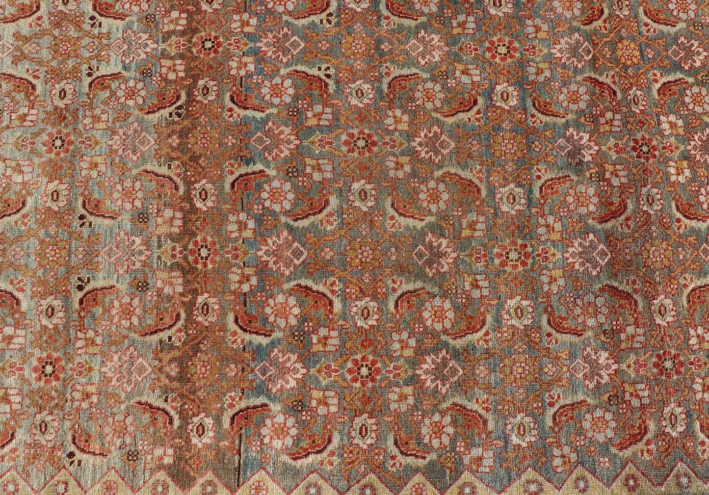 Antique Persian Bidjar Rug with Blossoming Floral Design in Light Blue and Red Ornate flower design Bidjar antique Persian rug in a variety of colors. Keivan Woven Arts / rug R20 - 0820, country of origin / type: Iran / Bidjar, circa 1910 ... - Keivan Woven ArtsR20 - 0820 - 178411 - 13662Rug