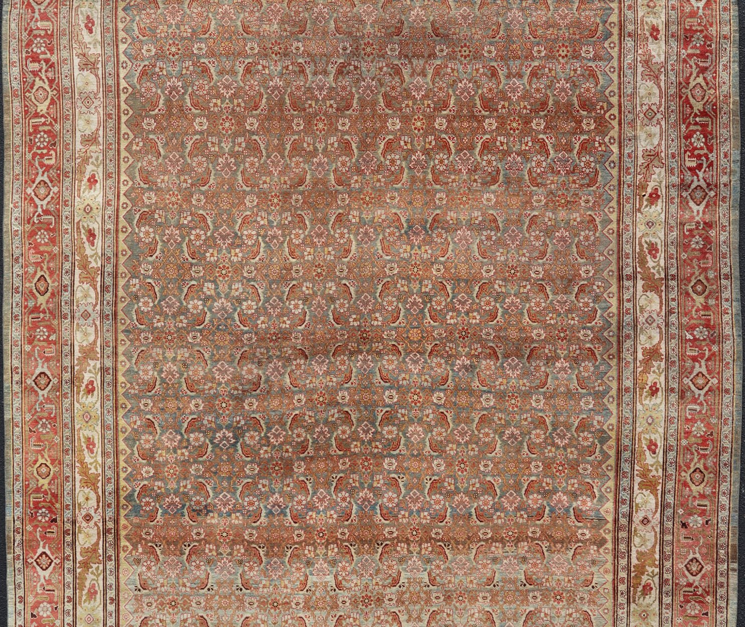 Antique Persian Bidjar Rug with Blossoming Floral Design in Light Blue and Red Ornate flower design Bidjar antique Persian rug in a variety of colors. Keivan Woven Arts / rug R20 - 0820, country of origin / type: Iran / Bidjar, circa 1910 ... - Keivan Woven ArtsR20 - 0820 - 178411 - 13662Rug