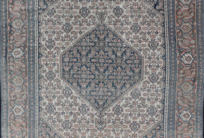Antique Persian Fine Senneh Rug with Medallion and Tribal Geometric Design Medallion geometric design Senneh antique rug from Persia in various color tones, rug R20 - 0822, country of origin / type: Iran / Senneh, circa 1910. This incredibl... - Keivan Woven ArtsR20 - 0822 - 13242Rug