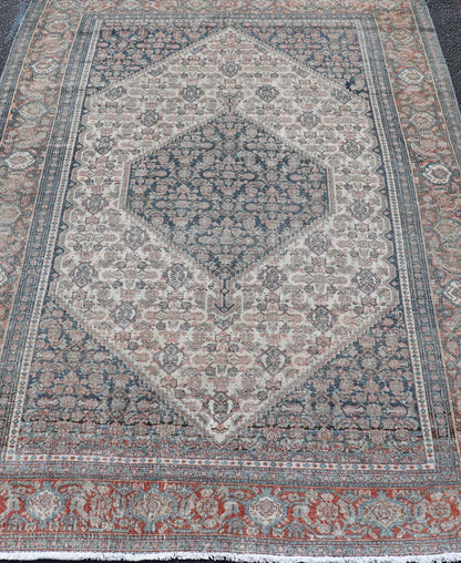 Antique Persian Fine Senneh Rug with Medallion and Tribal Geometric Design Medallion geometric design Senneh antique rug from Persia in various color tones, rug R20 - 0822, country of origin / type: Iran / Senneh, circa 1910. This incredibl... - Keivan Woven ArtsR20 - 0822 - 13242Rug