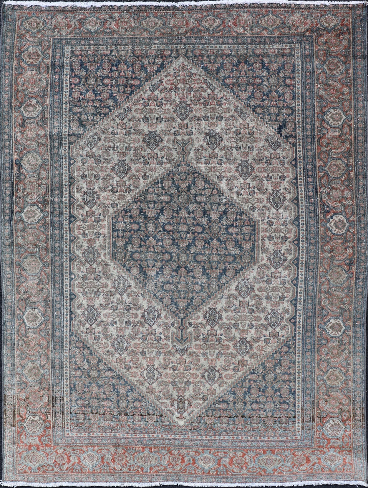 Antique Persian Fine Senneh Rug with Medallion and Tribal Geometric Design Medallion geometric design Senneh antique rug from Persia in various color tones, rug R20 - 0822, country of origin / type: Iran / Senneh, circa 1910. This incredibl... - Keivan Woven ArtsR20 - 0822 - 13242Rug