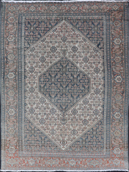Antique Persian Fine Senneh Rug with Medallion and Tribal Geometric Design Medallion geometric design Senneh antique rug from Persia in various color tones, rug R20 - 0822, country of origin / type: Iran / Senneh, circa 1910. This incredibl... - Keivan Woven ArtsR20 - 0822 - 13242Rug