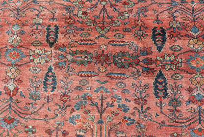 Measures: 14'10 x 20'0 Distressed Antique Persian Mahal Rug In Faded Red With All - Over Floral Design. Keivan Woven Arts / rug R20 - 0833, country of origin / type: Iran / Mahal, circa 1920s This beautiful antique Persian Mahal rug features an ... - Keivan Woven ArtsR20 - 0833 - 13368